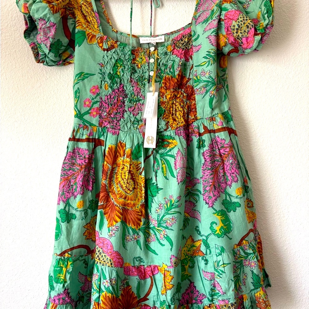 House of Harlow 1960 Green and Pink Casual Dress